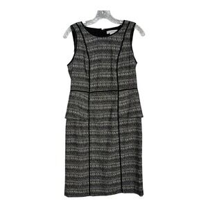 Liz Claiborne Dress Black White Tweed‎ Peplum Sleeveless Career Party Womens